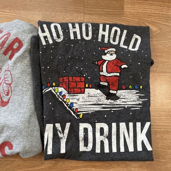 Mens Christmas Shirt LOT Size Medium Lot Of 2 Tees Naughty Santa - Picture 2 of 5